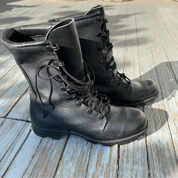 Vintage Combat Boots Altama Military Black Leather Lace Ups Mens 6 / Womens 8 - Picture 5 of 12